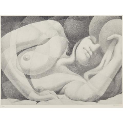 Appraisal: Ernest Lindner - UNTITLED SLEEPING NUDE Canadian Lithograph on heavy