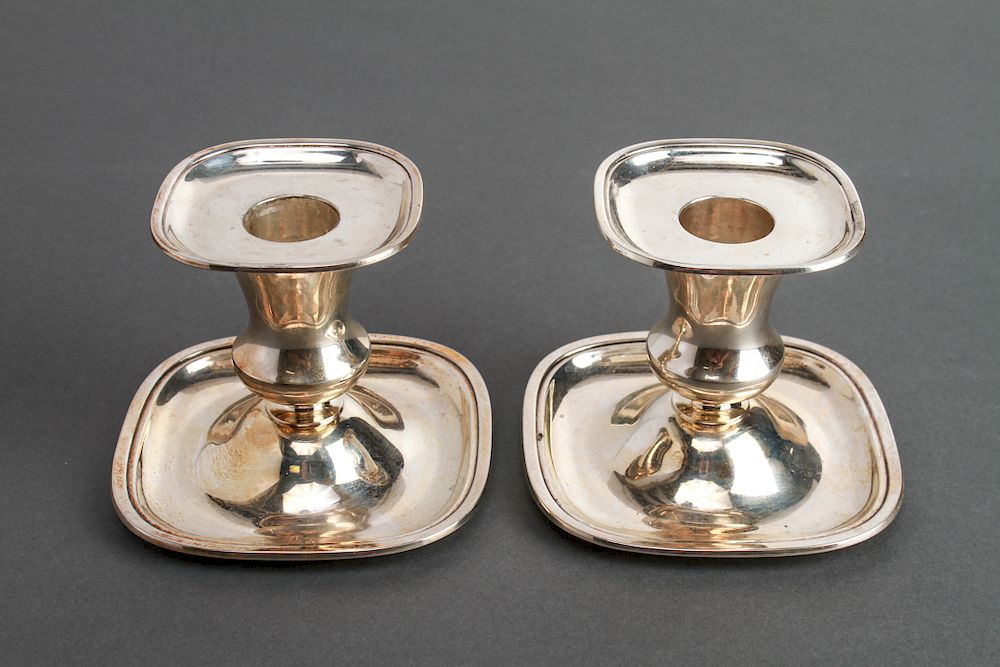 Appraisal: Modern Tezler Continental Silver Candlesticks Pr Pair of modern Tezler