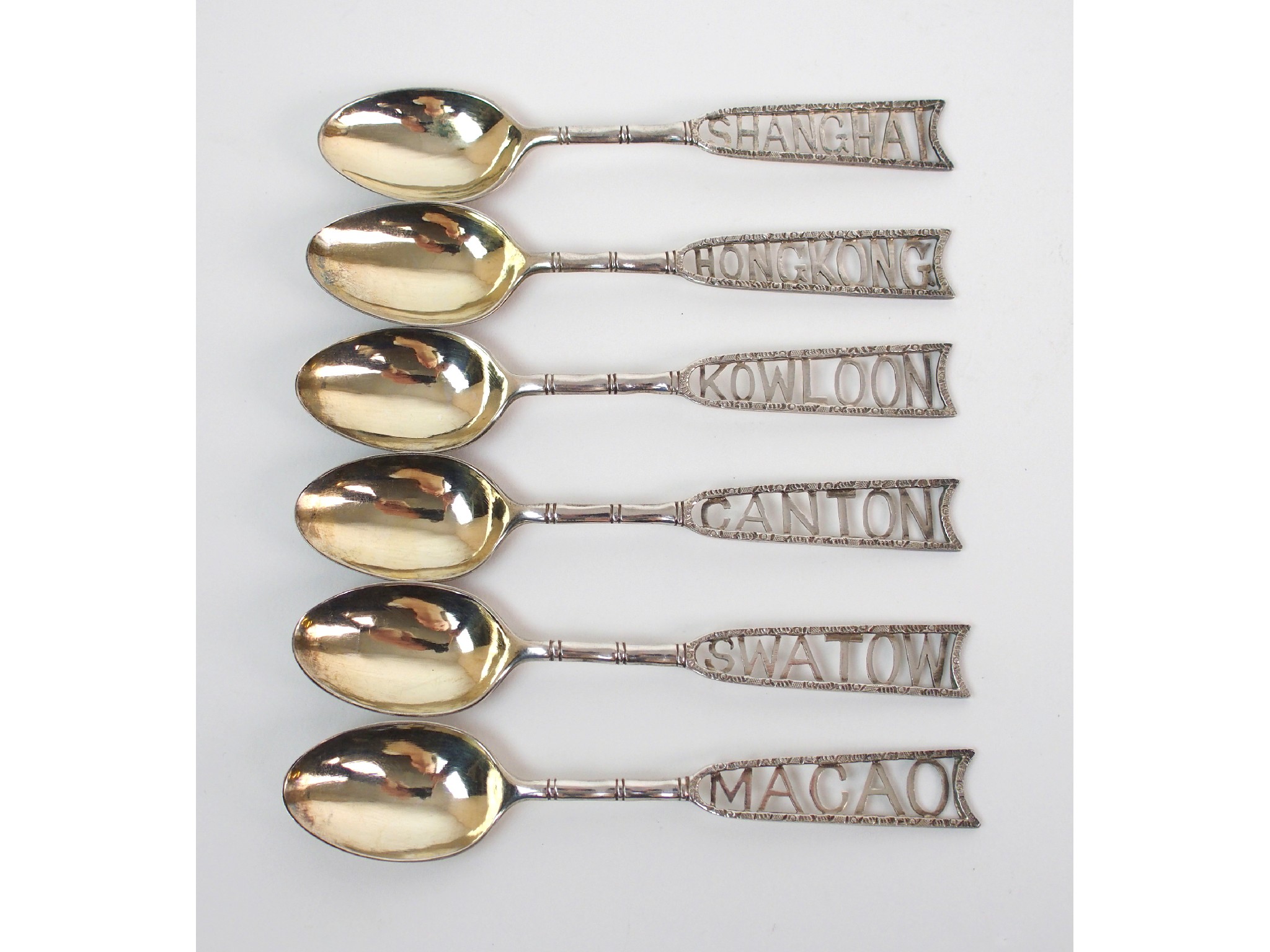 Appraisal: A set of six Chinese silver teaspoonsnamed for Hong Kong