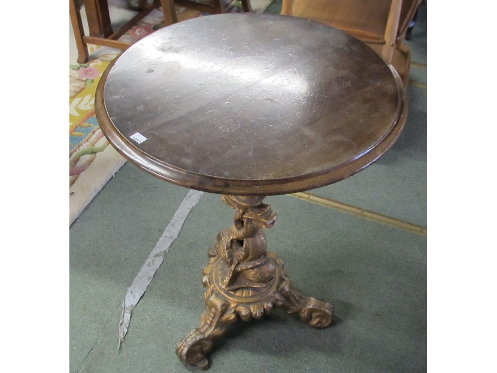 Appraisal: Circular pub table on a gilt cast iron base