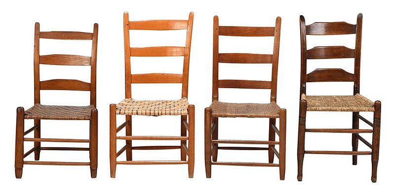 Appraisal: Collection of Four Tennessee Ladder Back Chairs comprising three attributed