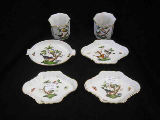 Appraisal: pcs Herend ''Rothschild'' Porcelain vases ''tall oval dishes and an