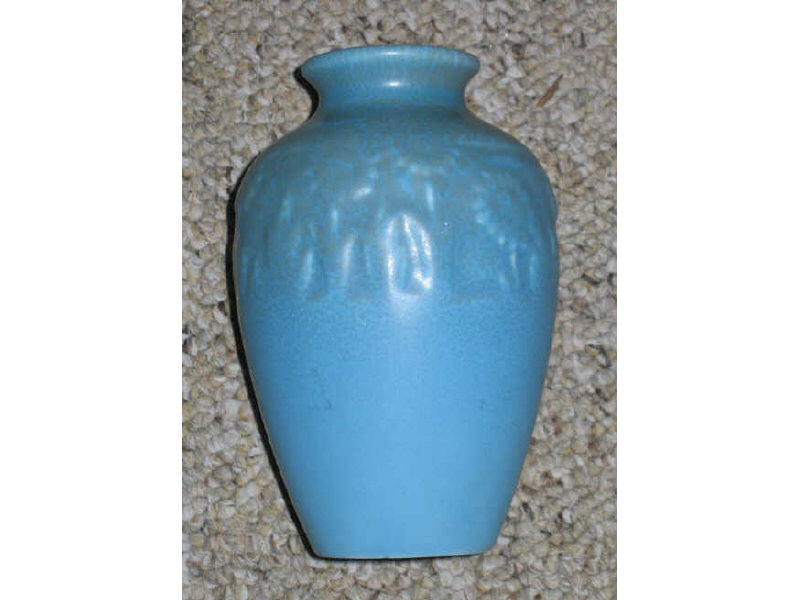 Appraisal: ROOKWOOD CINCINNATI OHIO Sea-blue glaze baluster vase with floral relief