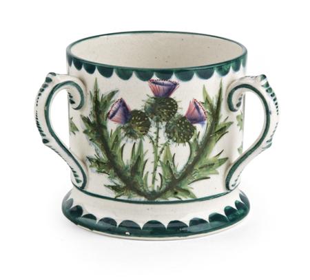 Appraisal: WEMYSS SMALL LOVING CUP EARLY TH CENTURY decorated with thistles