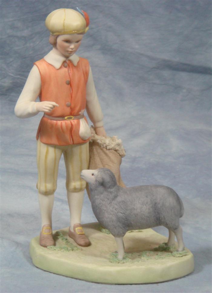 Appraisal: Bisque Cybis figurine boy with sheep no damage Estimate -