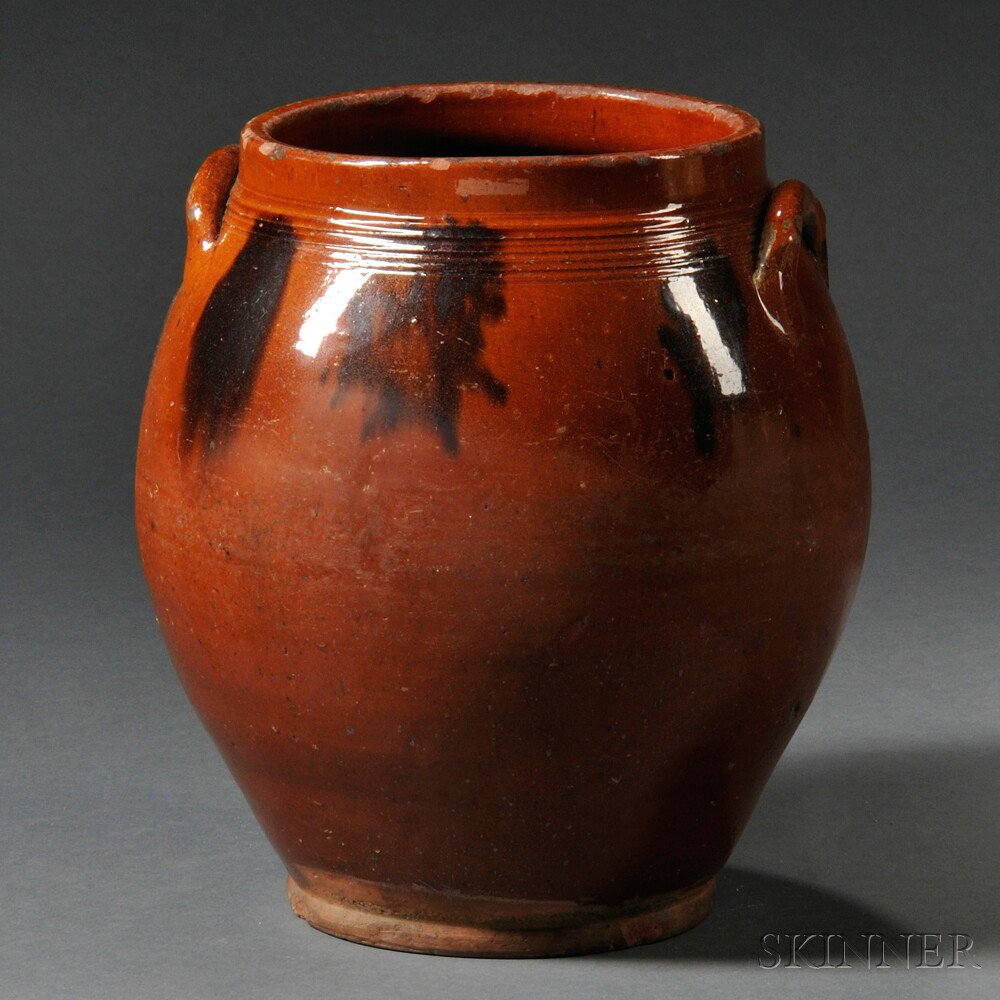 Appraisal: Large Redware Jar reportedly Norwalk Connecticut early th century ovoid