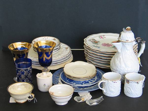 Appraisal: An assembled grouping of ceramic and glass tableware Including a