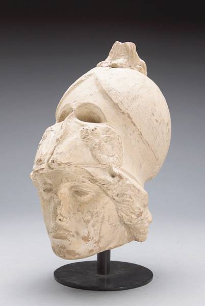 Appraisal: A terracotta head of Minerva Giustiniani modern Raised on a