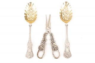 Appraisal: Pair of Sterling Berry Spoons Scissors Dominick Haff American New