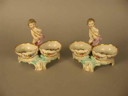 Appraisal: Pair of German porcelain figural salts berlin late th century