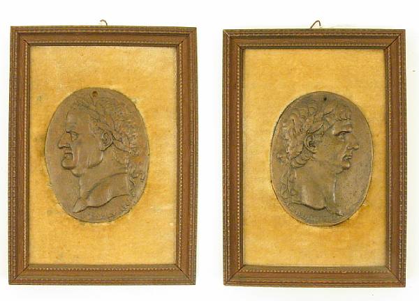 Appraisal: A pair of Italian bronze relief portrait panels height in