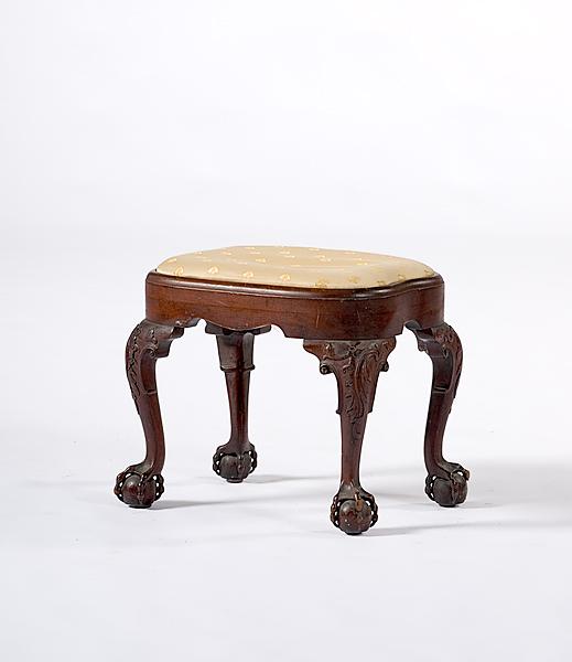 Appraisal: CHIPPENDALE-STYLE STOOL Late th early th century Mahogany Chippendale-style stool