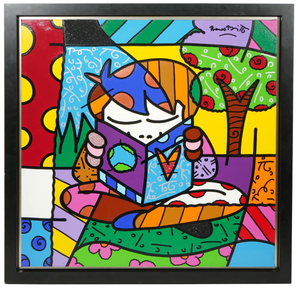 Appraisal: Romero Britto Brazil Born Original acrylic on canvas with embellishments