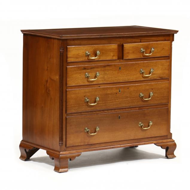 Appraisal: CUSTOM CHIPPENDALE STYLE WALNUT CHEST OF DRAWERS Configured with some