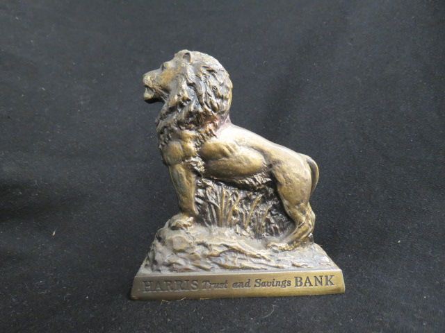 Appraisal: Banthrico Metal Still Bank bronzed lion Harris Trust Savings Bank