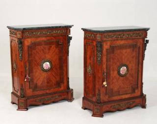 Appraisal: PAIR OF FRENCH STYLE BRONZE MOUNTED CABINETS PAIR F FRENCH