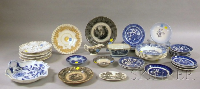 Appraisal: Forty-two Pieces of Transfer and Decorated Ceramic Tableware including nineteen