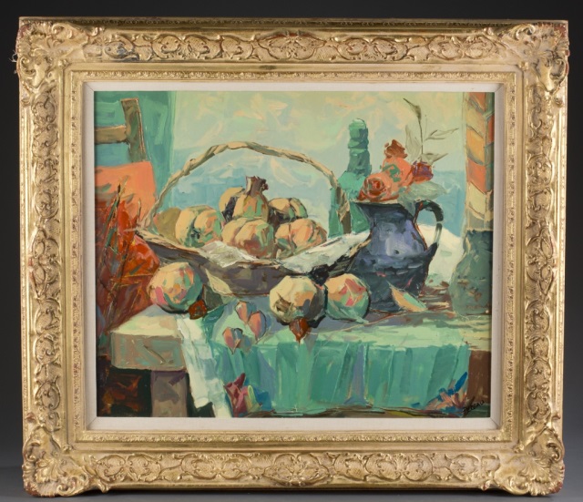 Appraisal: th c French School Still Life Oil on canvas Signed