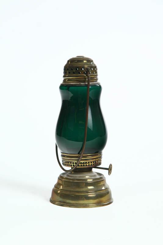 Appraisal: SKATER'S LANTERN Brass with wire handle and dark green globe