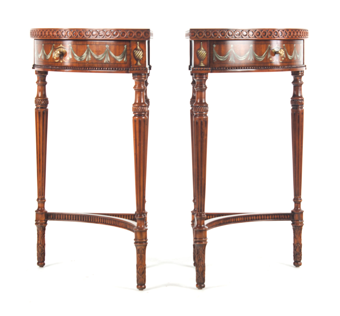 Appraisal: Pair of Adam style corner stands th century floral and