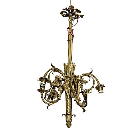 Appraisal: Louis XVI Gilt-Metal Six-Light Chandelier Estimate -