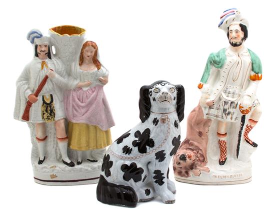 Appraisal: Sale Lot Three Staffordshire Figures th century comprising a spaniel