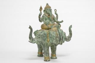 Appraisal: Indian Statue of Ganesha Patinated Gilt The Hindu deity seated