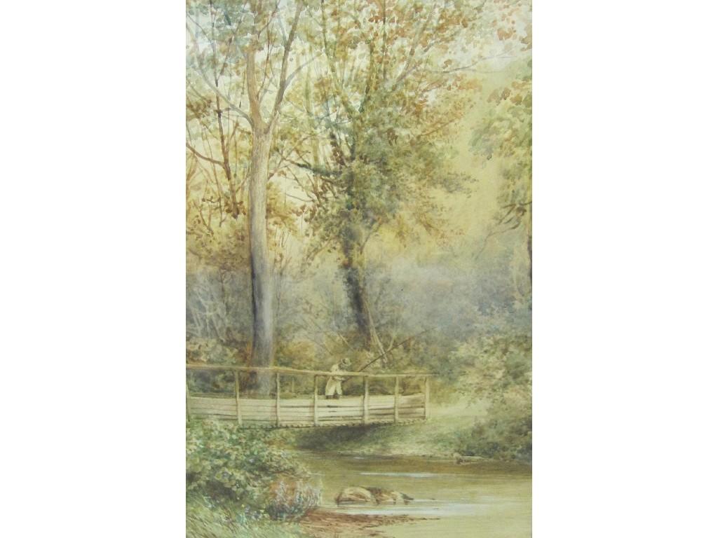 Appraisal: W H P FOSTER A Figure crossing a Footbridge and