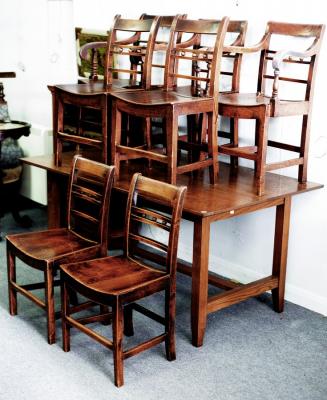 Appraisal: A set of six oak and elm dining chairs with