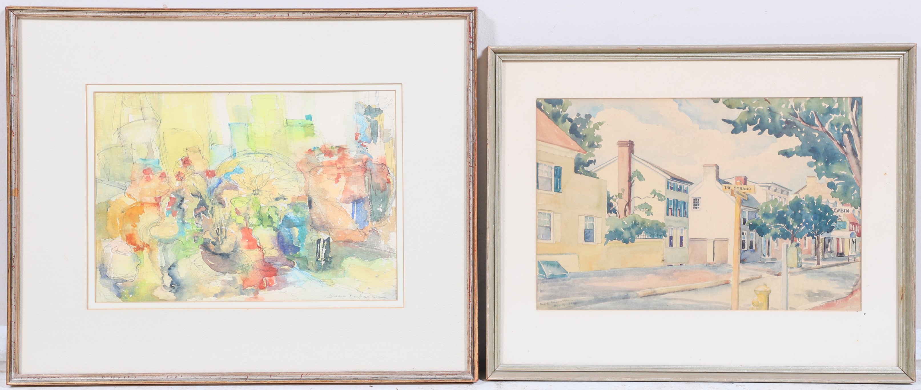 Appraisal: Framed Watercolor Paintings Delaware and Strand signed Maxine Maxson Waldron