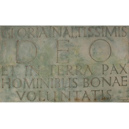 Appraisal: GILL ERIC Incised inscription on plaster slab signed A E