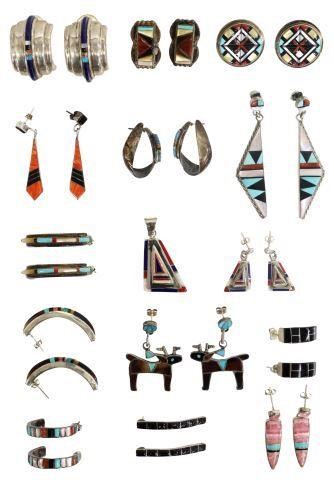 Appraisal: lot Estate Native American and Southwest style inlaid jewelry pairs