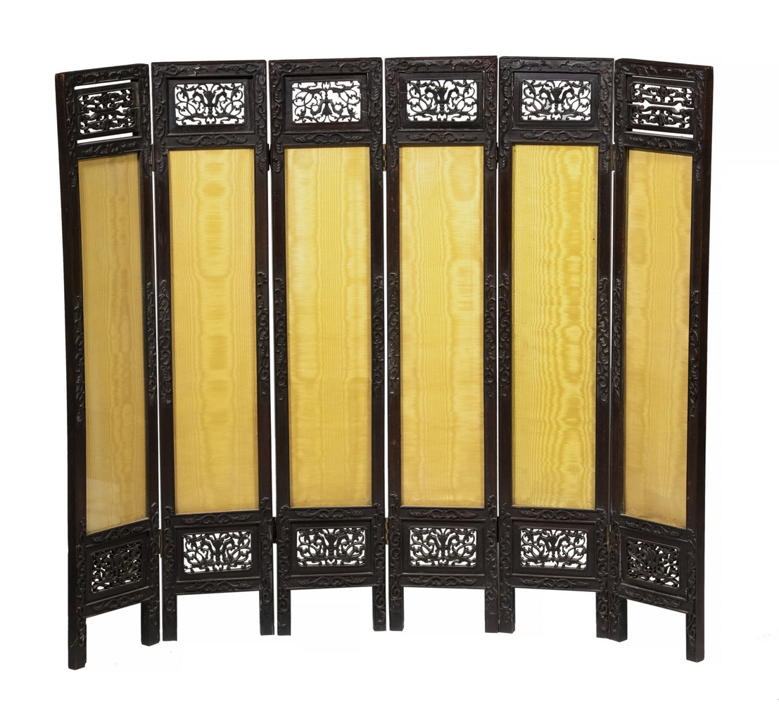 Appraisal: MEDIUM-SIZED TH C CHINESE ROSEWOOD FOLDING SCREEN Well Carved Decorative