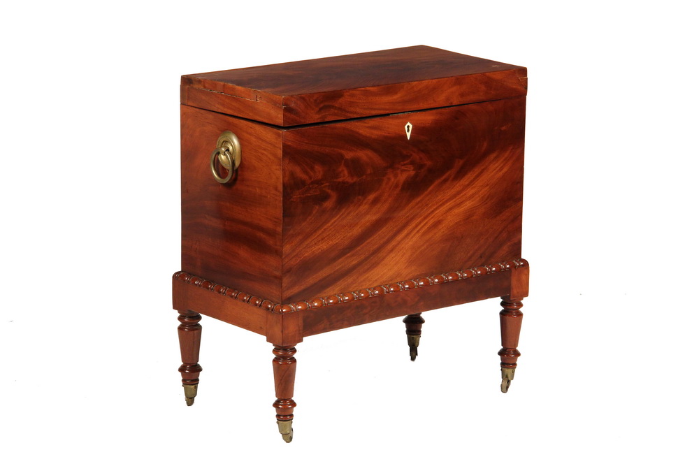 Appraisal: CELLARET ON STAND - Georgian Cellaret in figured mahogany with