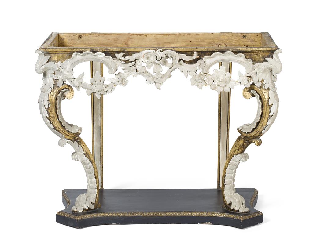 Appraisal: FINE GEORGE II EARLY GEORGE III PAINTED AND GILTWOOD CONSOLE