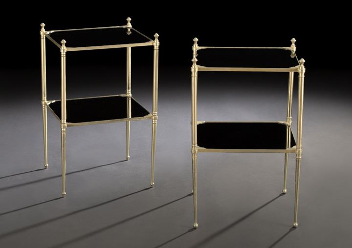 Appraisal: Pair of French Art Moderne Gilt-Metal and Glass End Tables