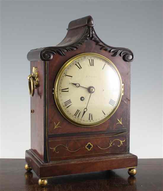 Appraisal: A Regency brass inlaid rosewood fusee timepiece with enamelled dial