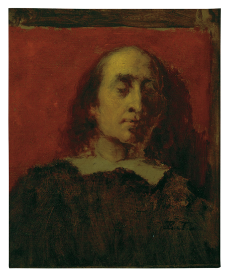 Appraisal: EASTMAN JOHNSON Portrait of John Milton Oil on artist's board