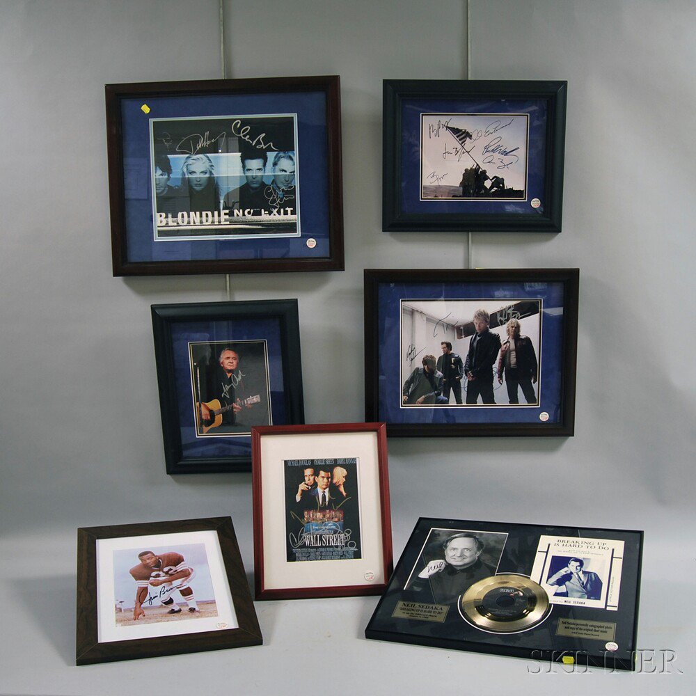 Appraisal: Eleven Framed Musician Athlete and Actor Autographs and Collectibles including