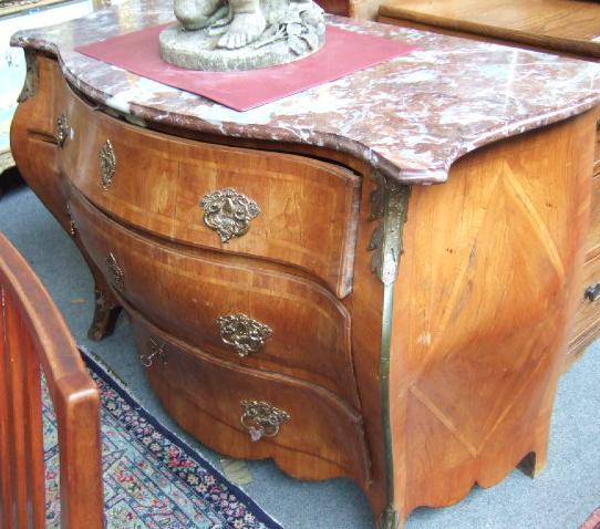 Appraisal: A Swedish and gilt metal mounted bombe commode circa the