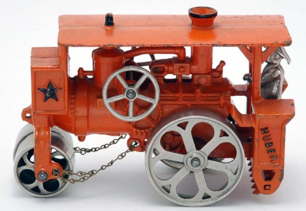 Appraisal: Orange painted cast iron Huber steam roller by Hubley Nickel