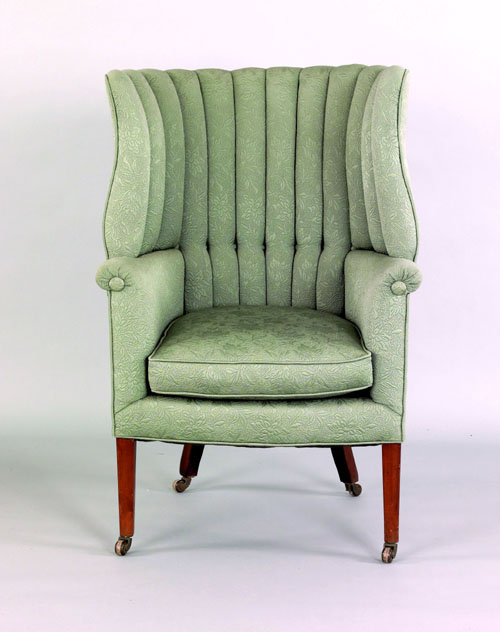 Appraisal: George III barrelback easy chair ca with square tapering legs