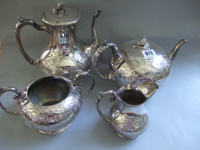 Appraisal: A plated Britannia metal four piece tea and coffee set