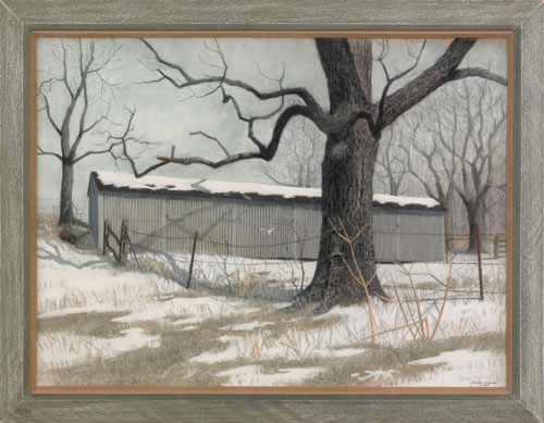 Appraisal: Barclay Rubincam American - pastel winter landscape titled Corn Crib