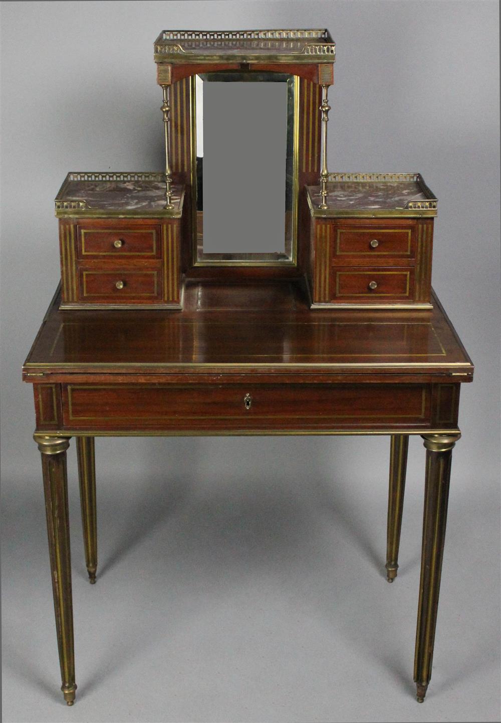 Appraisal: LOUIS XVI STYLE DRESSING TABLE having a central mirror flanked