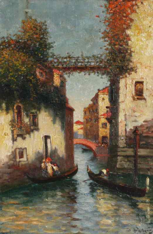 Appraisal: RIBCOWSKY Dey de American - Venetian Canal Scene OIL Canvas