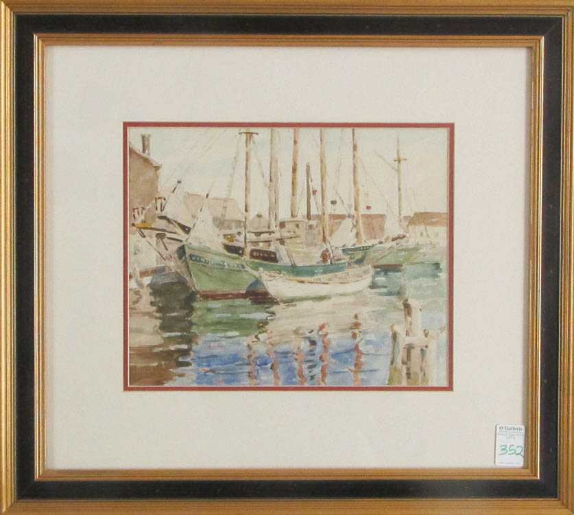 Appraisal: EDWIN GUNN WATERCOLOR ON PAPER New York - Harbor scene