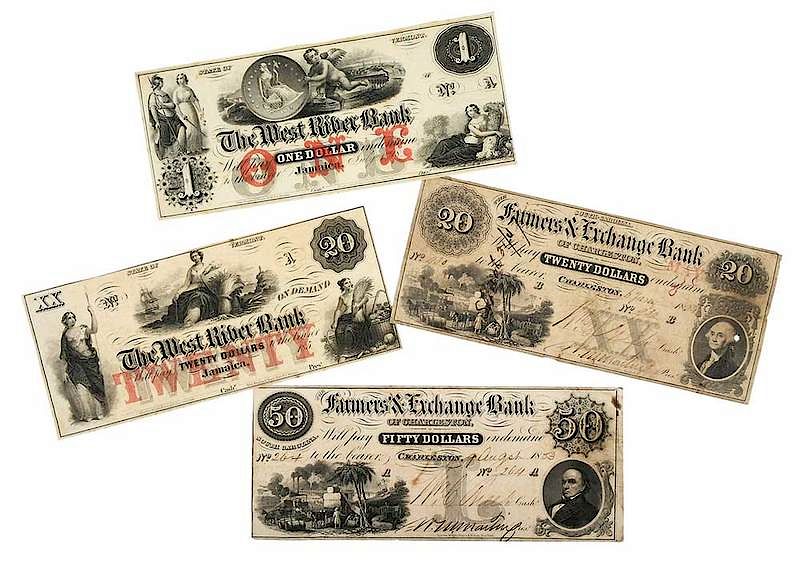 Appraisal: Group of Obsolete Broken Bank Notes total notes all different