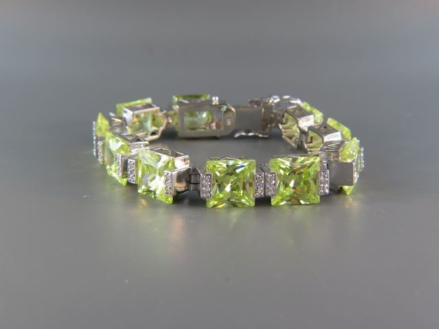 Appraisal: Sterling Silver and Crystal Bracelet peridot green and clear stones