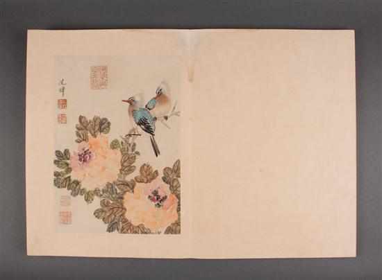 Appraisal: Chinese album of watercolors of birds and flowers first half